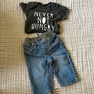 Set of 3mo onesie and jeans